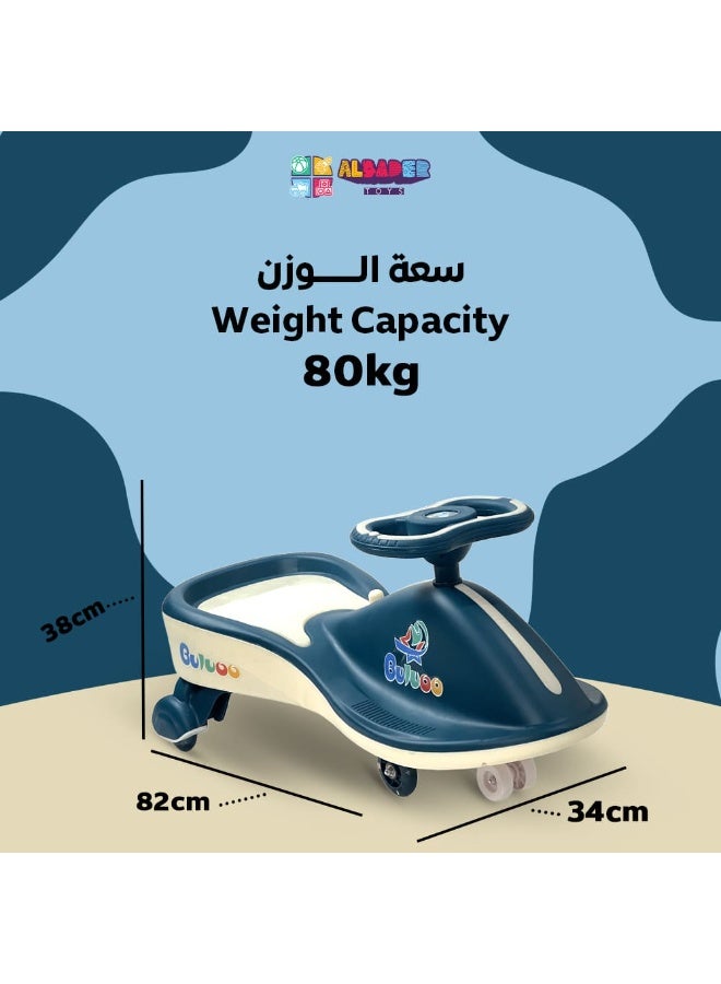 البدر سيارات ماجيك سوينغ للاطفال من البدر، سيارة ركوب تويستر ماجيك للاطفال مع عجلات LED، سيارة دفع للاطفال مع مقعد مضيء، سيارة ركوب سحرية تويستر اقوى وانعم للاطفال مع موسيقى، ازرق غامق، من البدر - Image 4